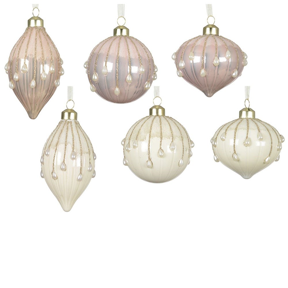 Hanger glas pegel roze creme 8 cm Hanger glas pegel roze creme 8 cm