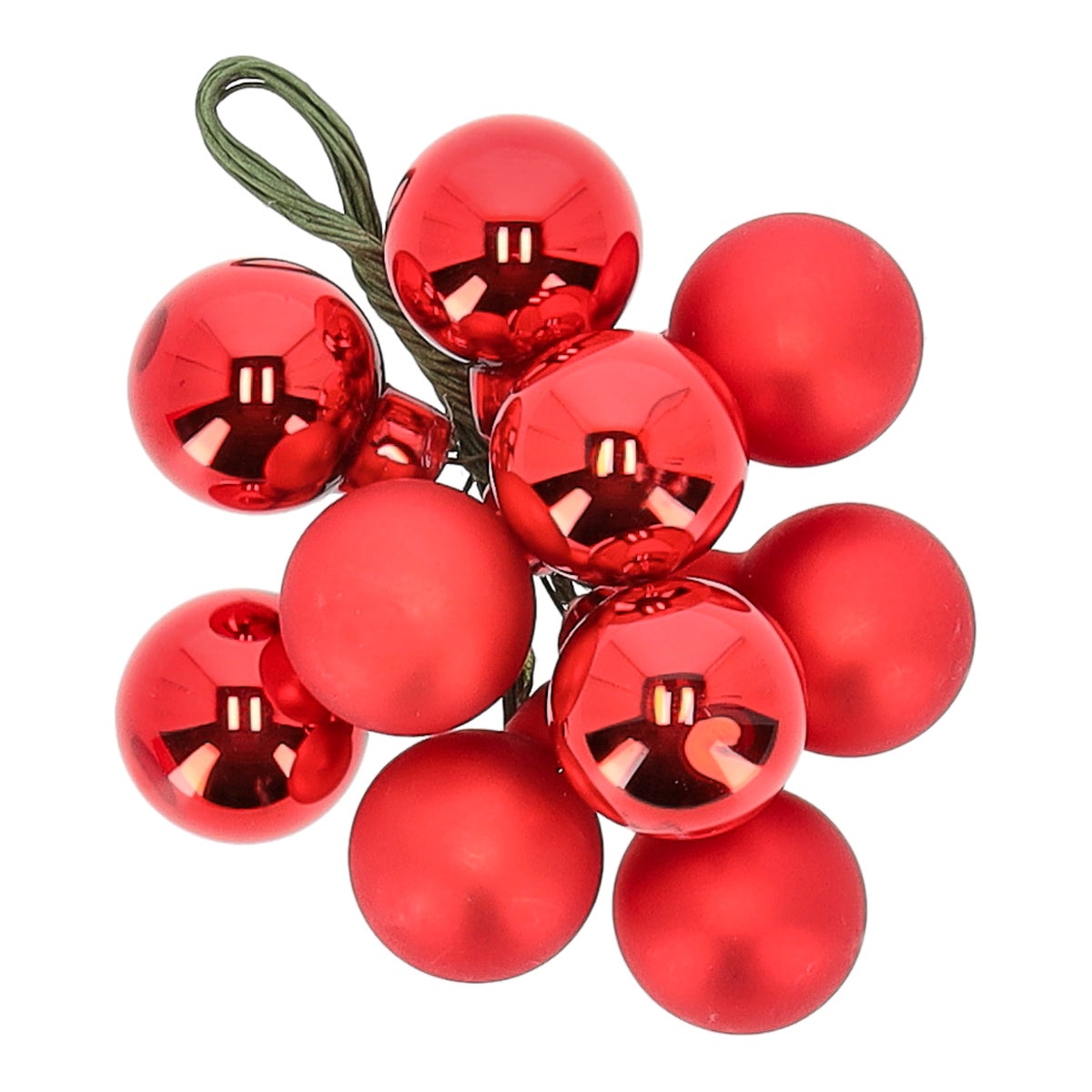 Kerstbal tros 2cm 10st rood Kerstbal tros 2cm 10st rood