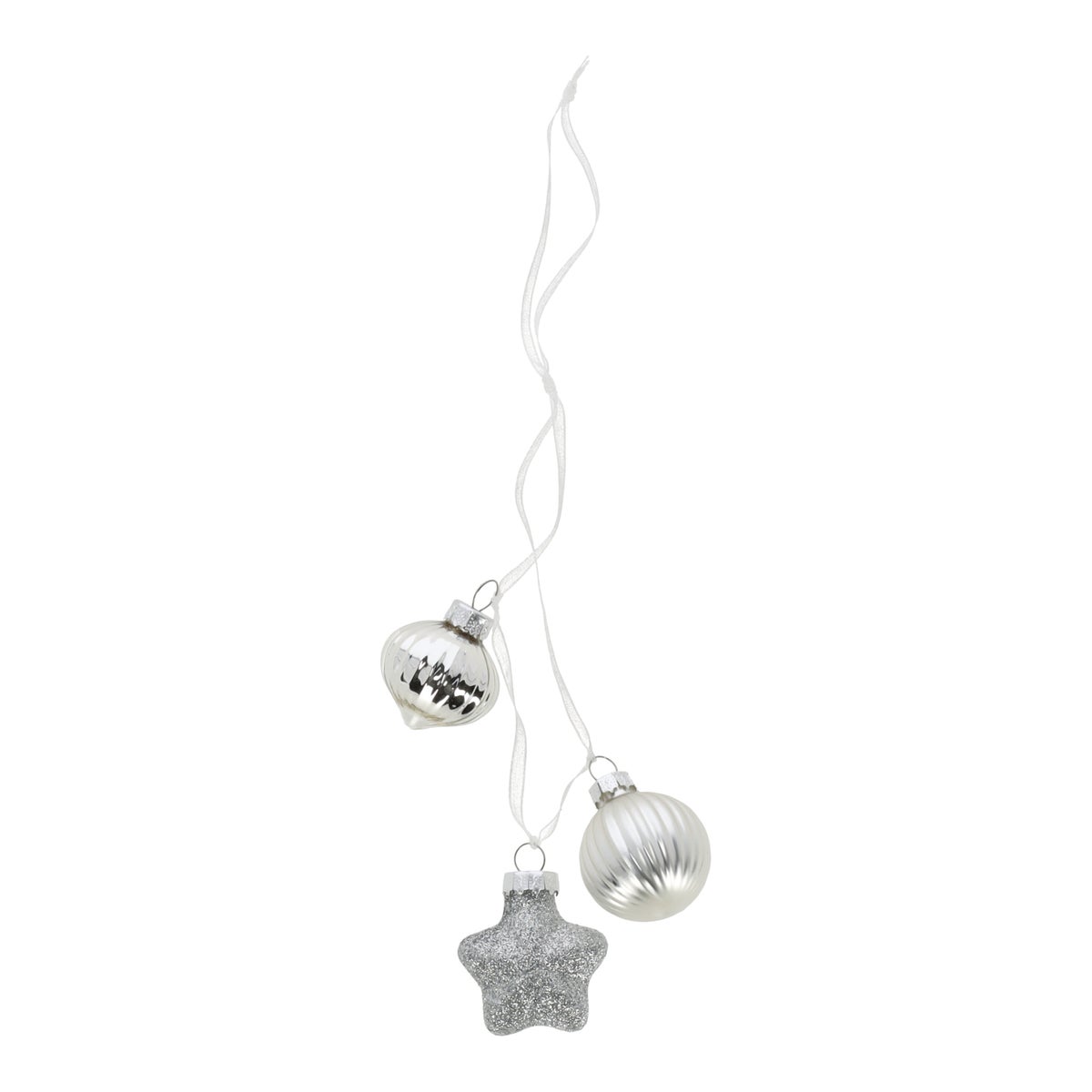 Kerstbal tros mix 3 stuks zilver Kerstbal tros mix 3 stuks zilver
