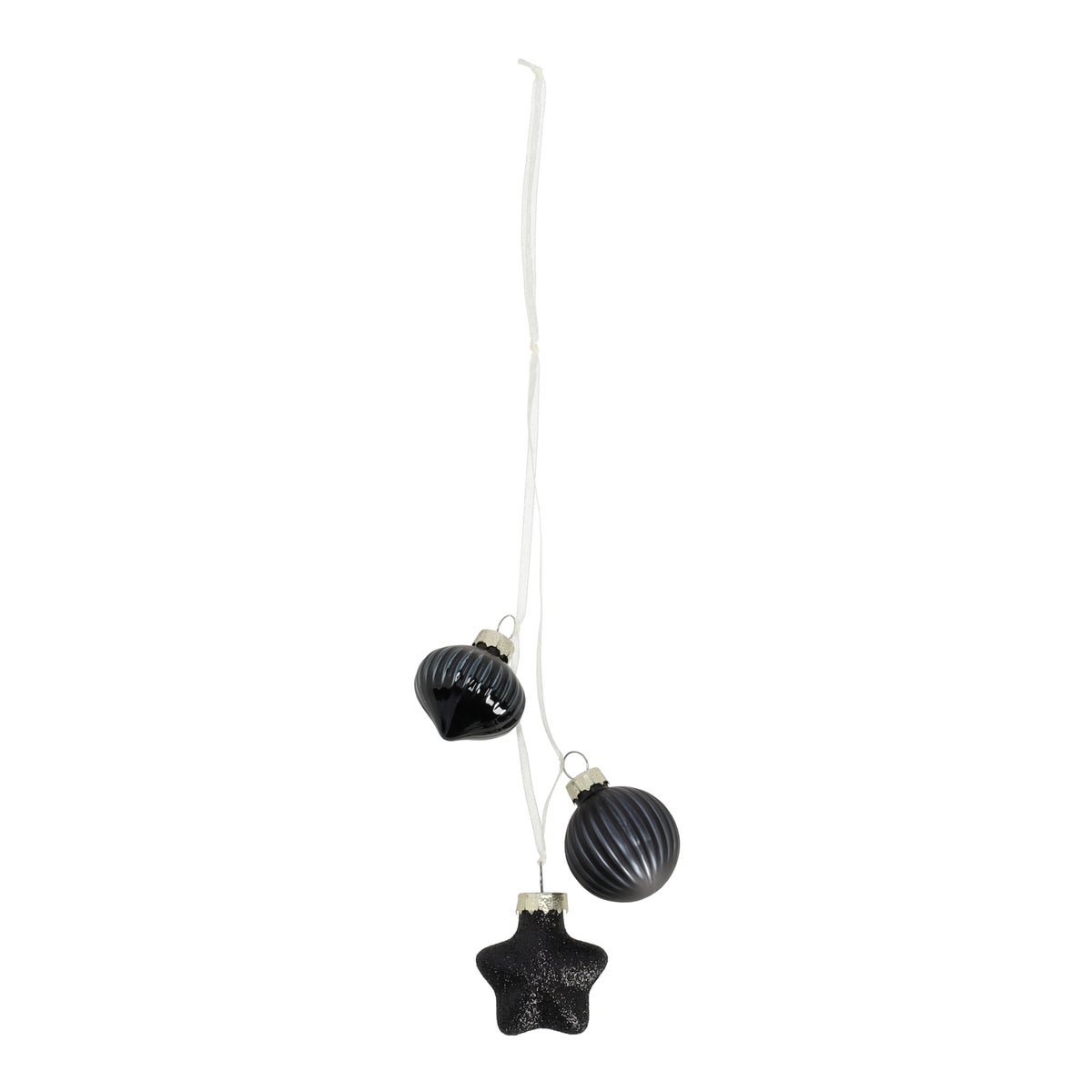 Kerstbal tros mix 3st zwart Kerstbal tros mix 3st zwart