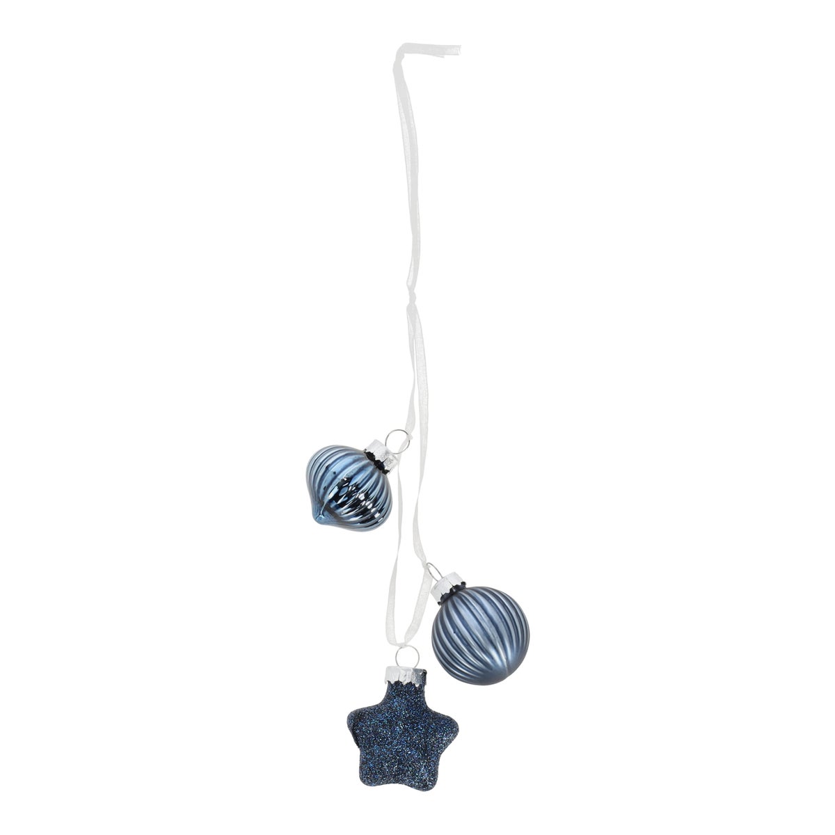 Kerstbal tros mix 3st. midnight blue Kerstbal tros mix 3st. midnight blue