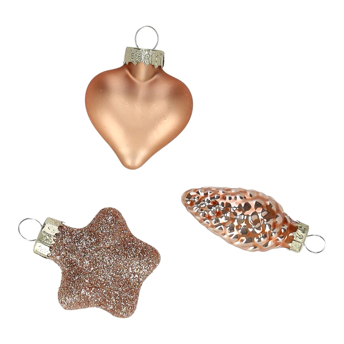 Kersthanger mix 12 stuks roze goud Kersthanger mix 12 stuks roze goud