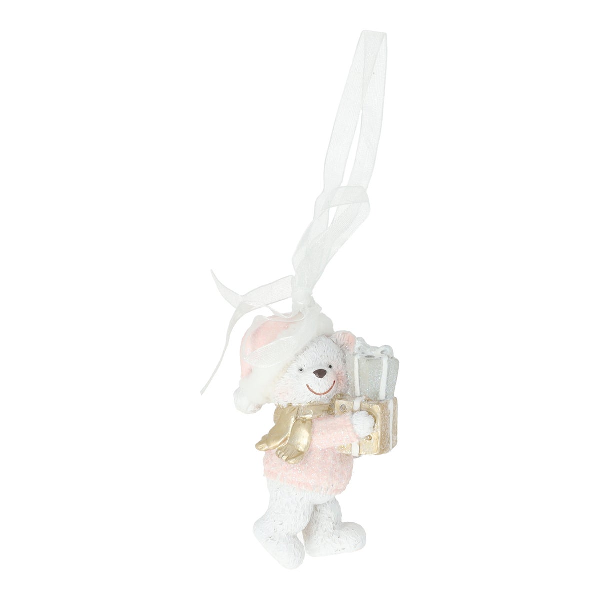 Hanger Beertje met cadeau roze 8 cm Hanger Beertje met cadeau roze 8 cm