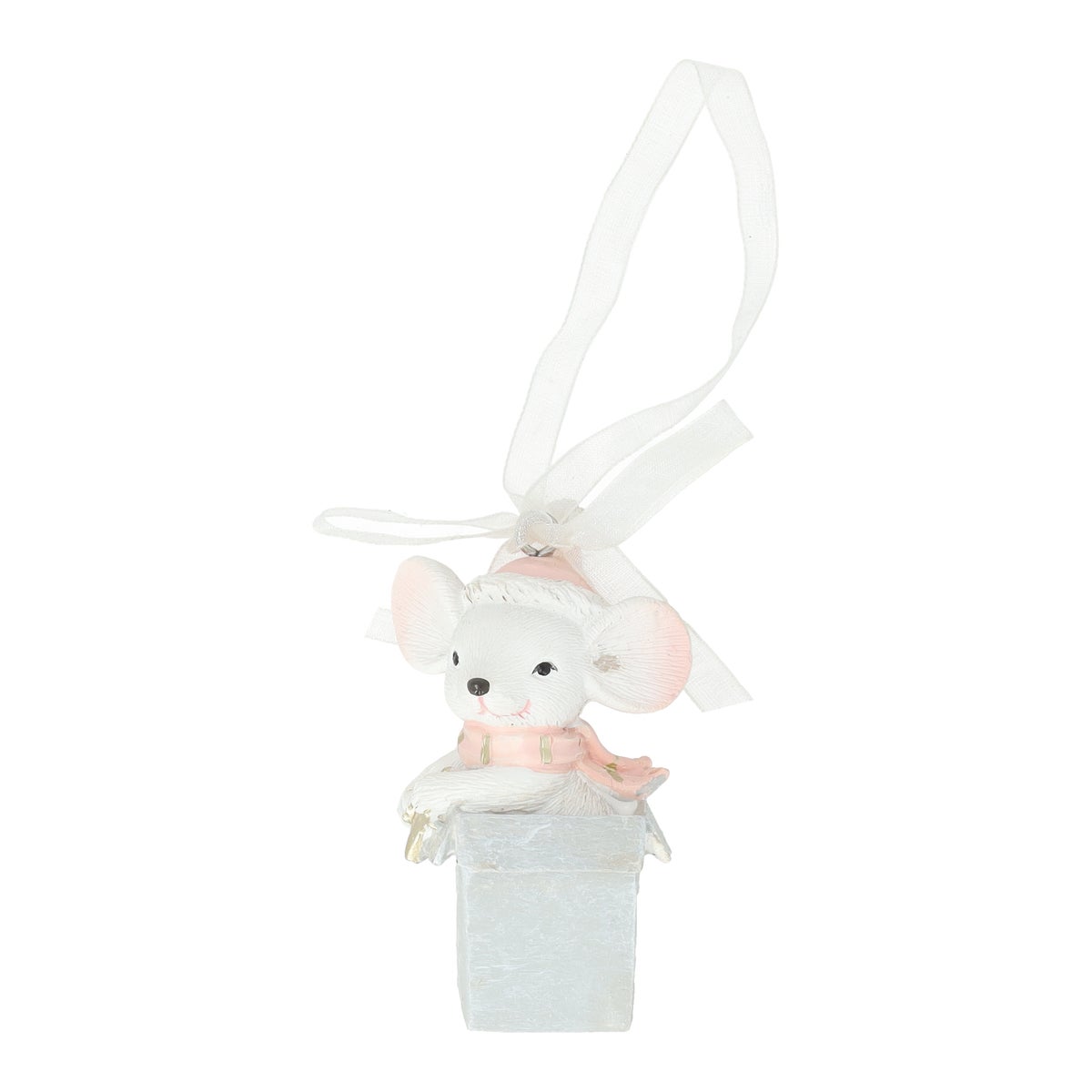 Hanger Muis in cadeau roze 7 cm Hanger Muis in cadeau roze 7 cm