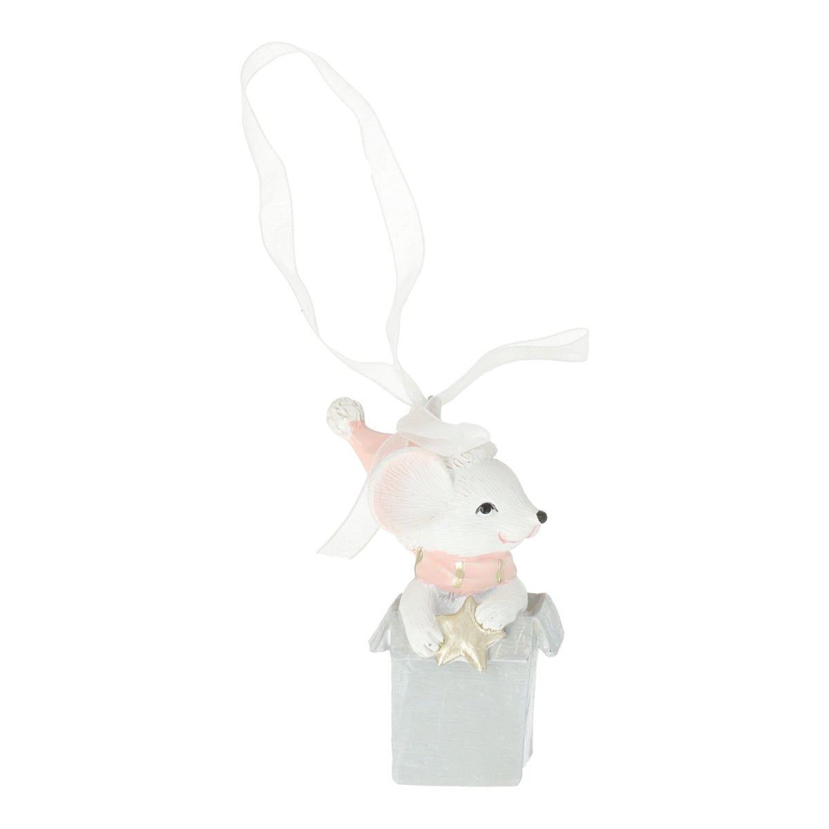 Hanger Muis in cadeau roze 7 cm Hanger Muis in cadeau roze 7 cm