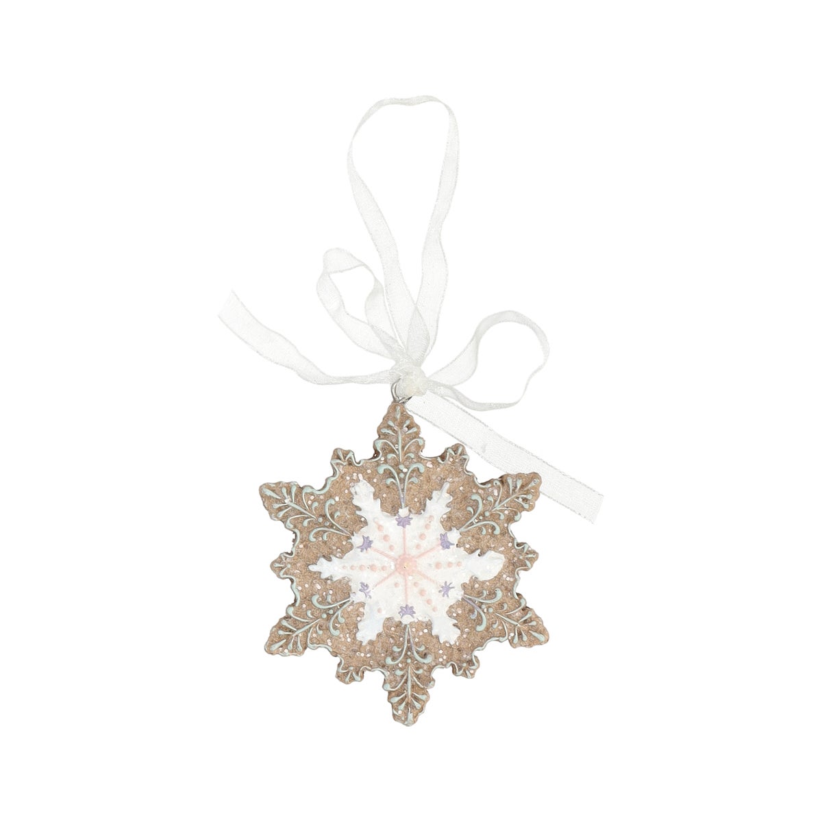 Hanger sneeuwvlok gingerbread roze 8 cm Hanger sneeuwvlok gingerbread roze 8 cm