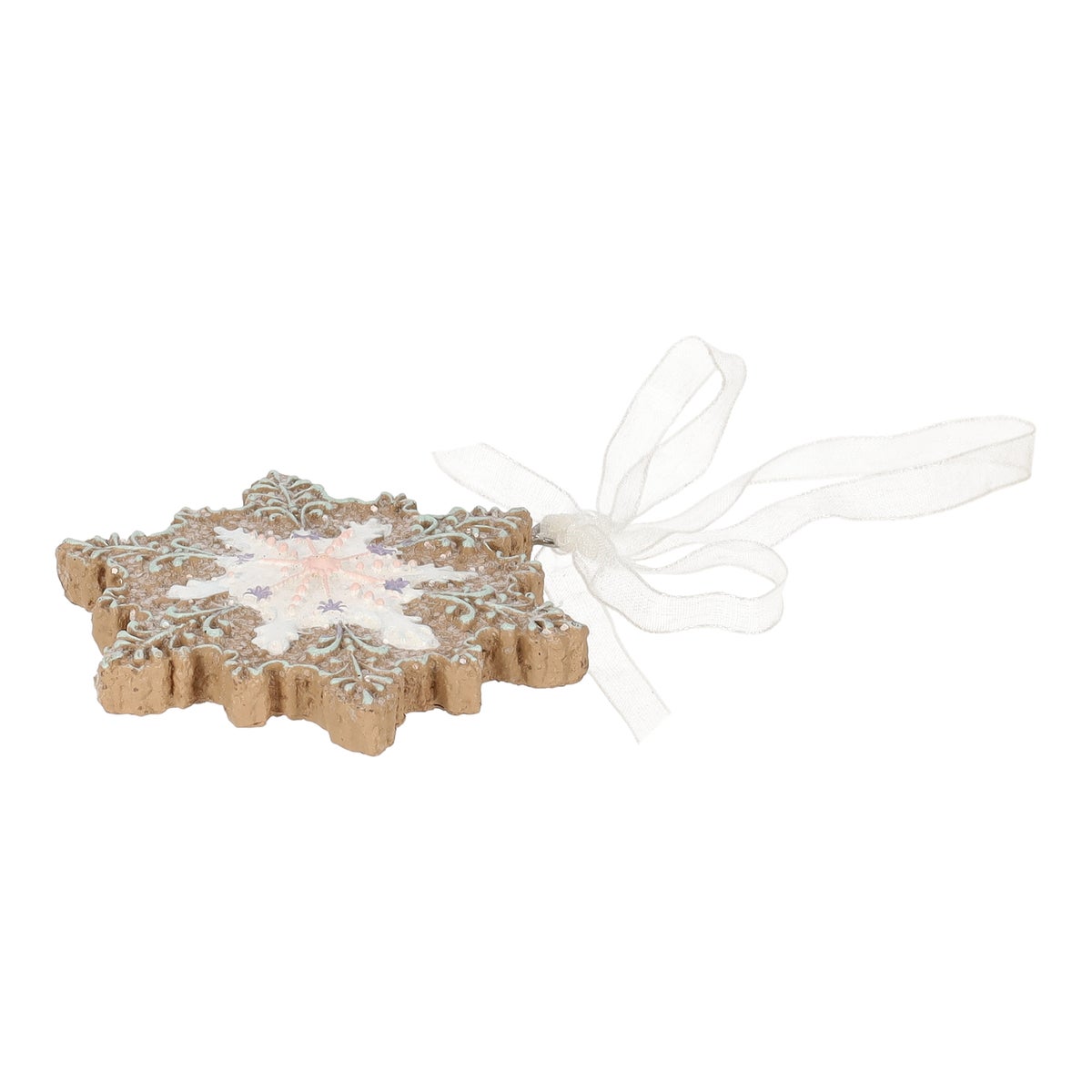 Hanger sneeuwvlok gingerbread roze 8 cm Hanger sneeuwvlok gingerbread roze 8 cm