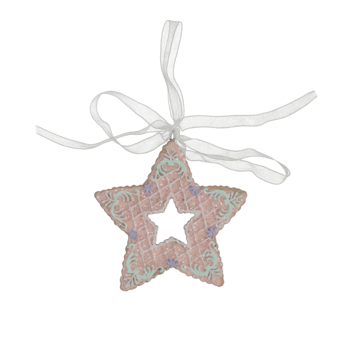 Hanger ster gingerbread roze 8 cm Hanger ster gingerbread roze 8 cm
