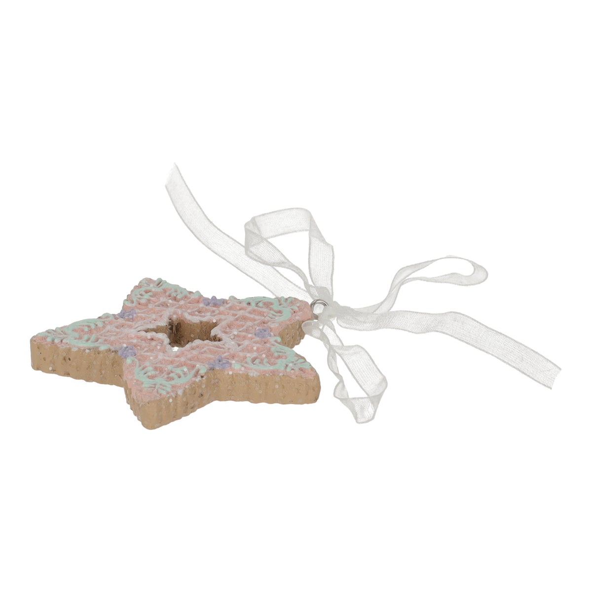 Hanger ster gingerbread roze 8 cm Hanger ster gingerbread roze 8 cm