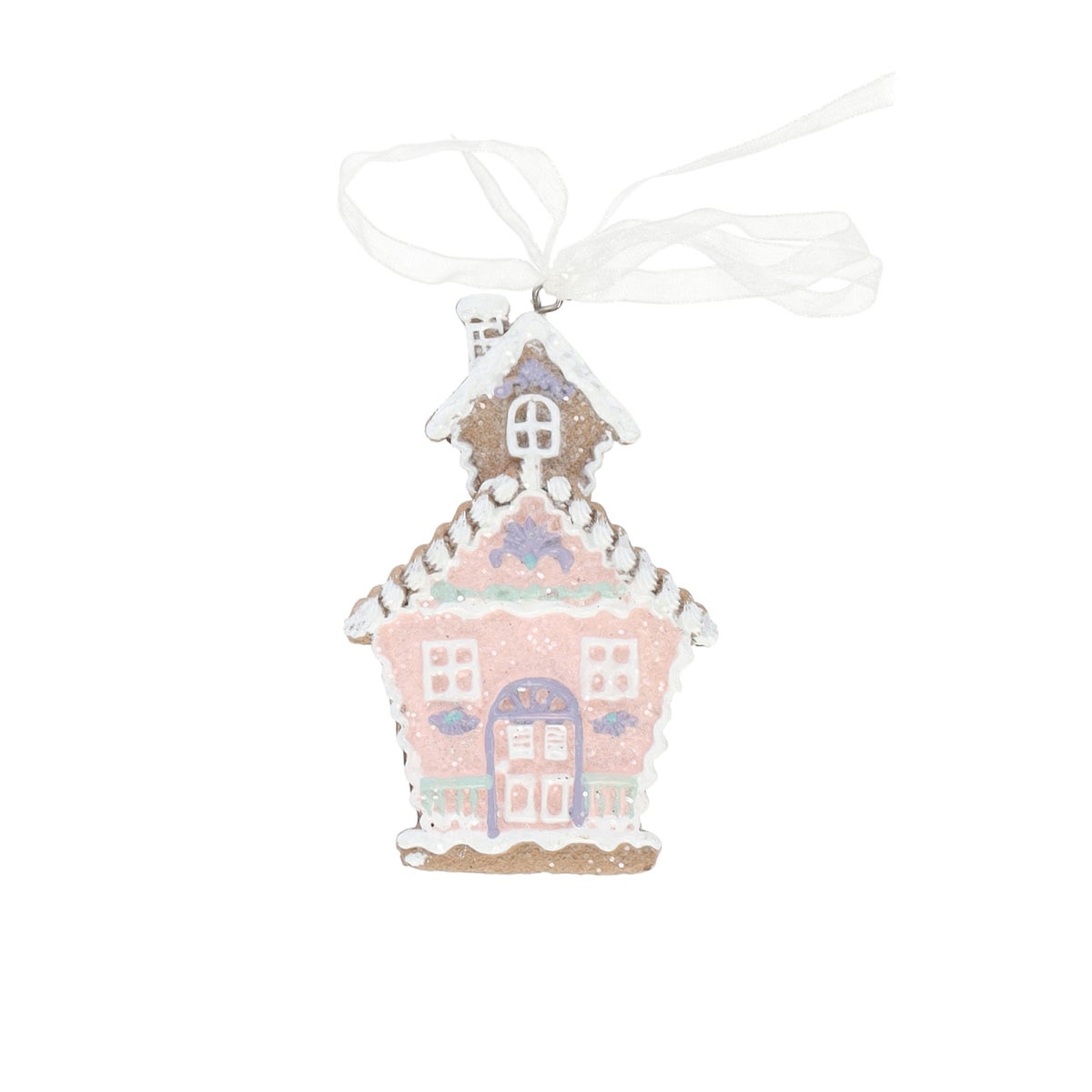 Hanger huis gingerbread roze 10 cm Hanger huis gingerbread roze 10 cm