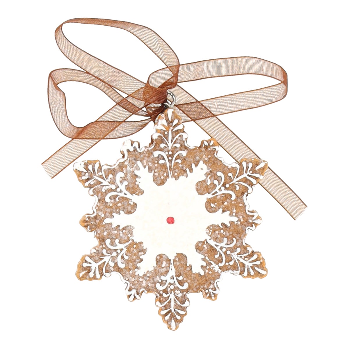 Hanger sneeuwvlok gingerbread wit 8 cm Hanger sneeuwvlok gingerbread wit 8 cm