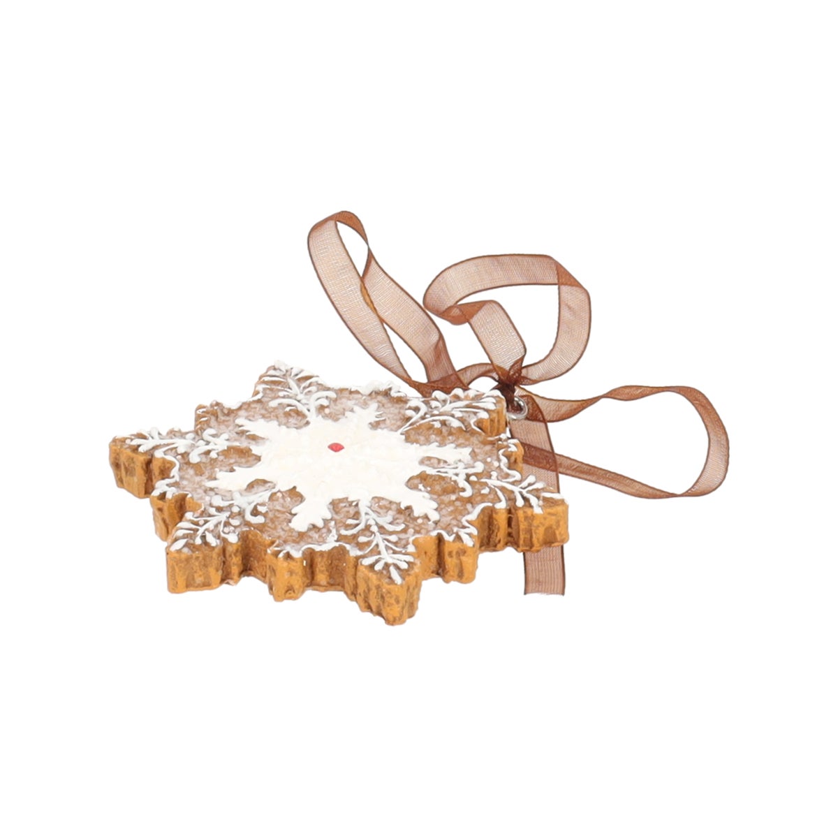 Hanger sneeuwvlok gingerbread wit 8 cm Hanger sneeuwvlok gingerbread wit 8 cm