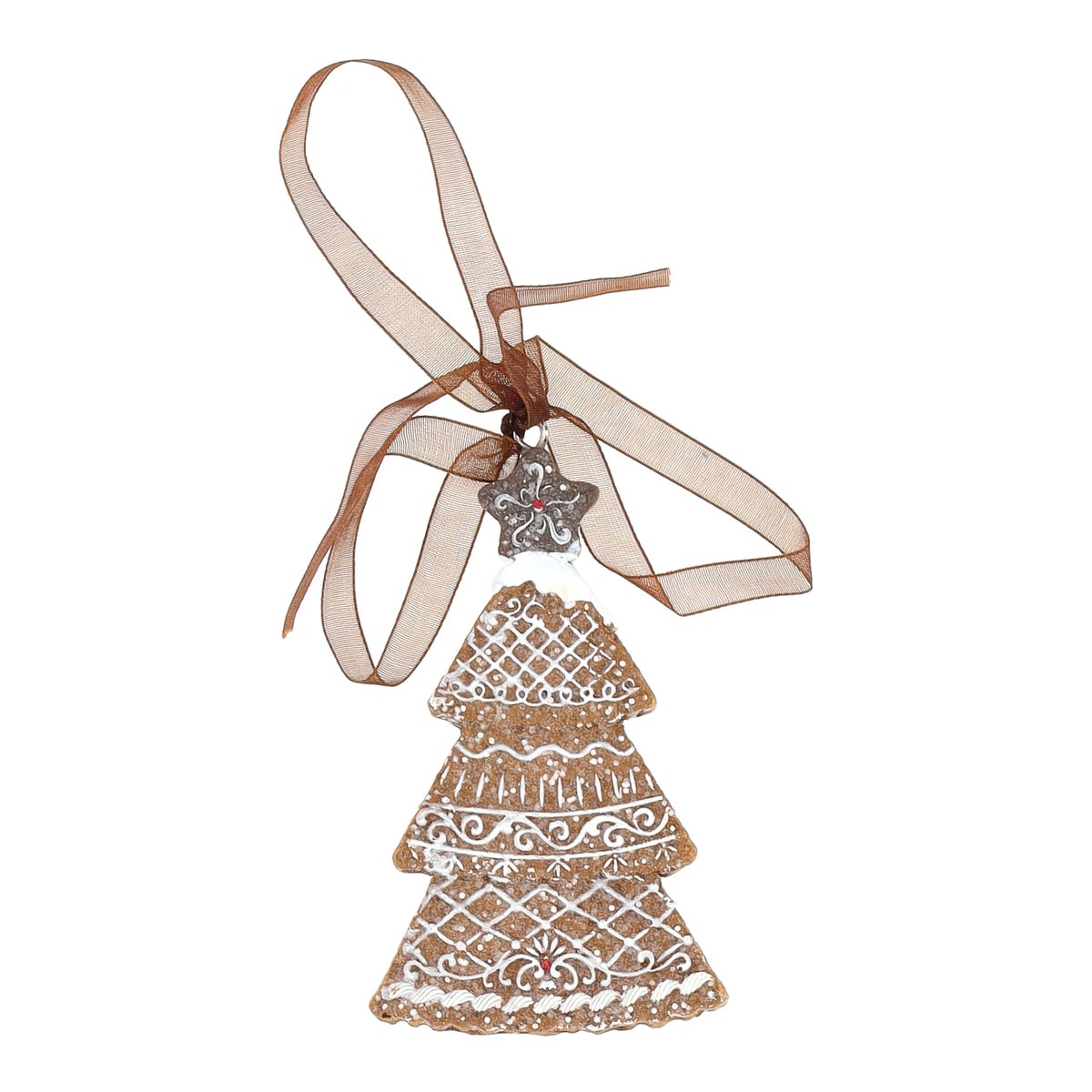 Hanger kerstboom ster grijs gingerbread 9 cm Hanger kerstboom ster grijs gingerbread 9 cm