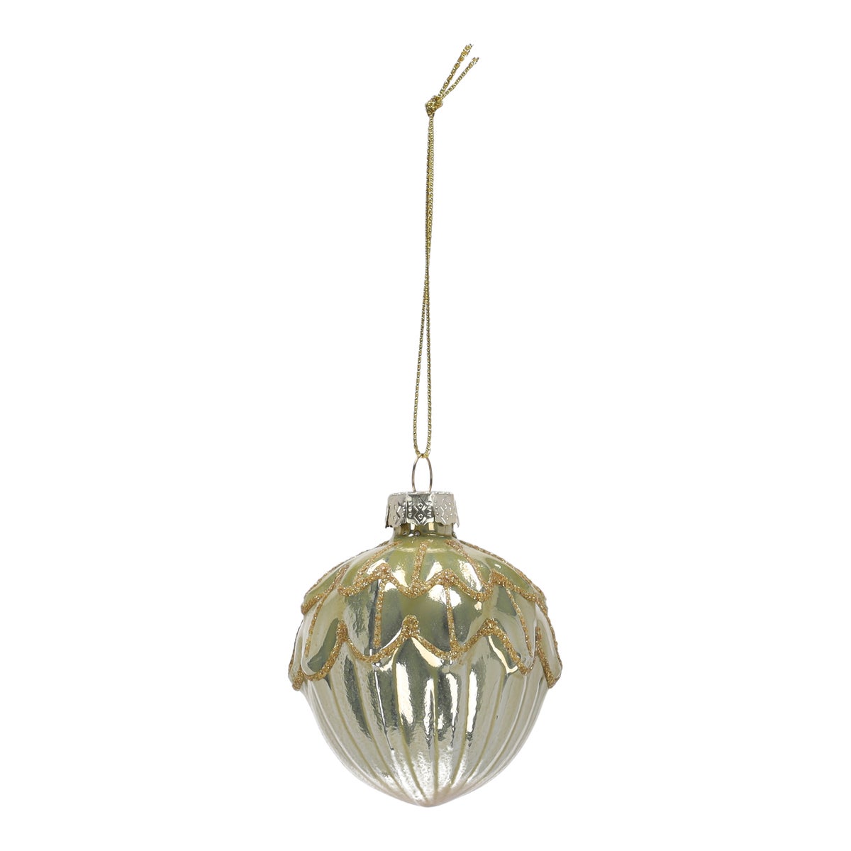 Hanger Dennenappel glas groen 6 cm Hanger Dennenappel glas groen 6 cm