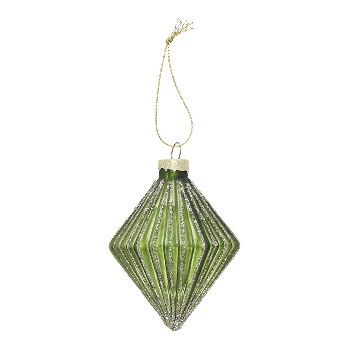 Hanger glas diamant 9 cm groen Hanger glas diamant 9 cm groen