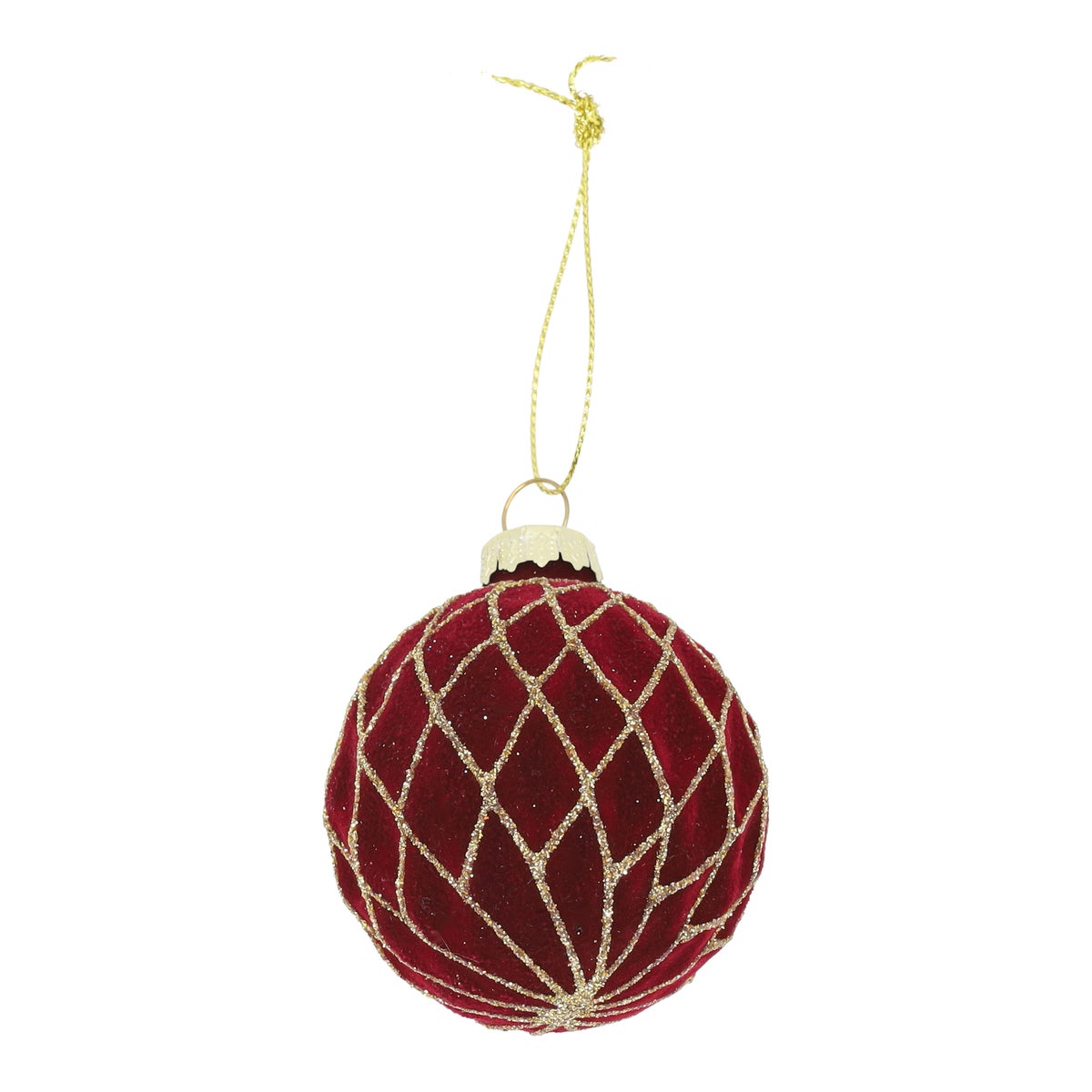 Kerstbal 6 cm flock rood Kerstbal 6 cm flock rood