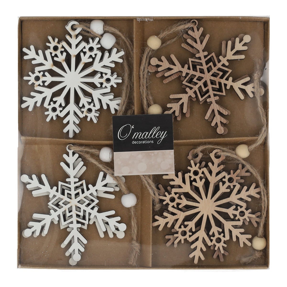 Hanger sneeuwvlok hout 7 cm 8 stuks Hanger sneeuwvlok hout 7 cm 8 stuks