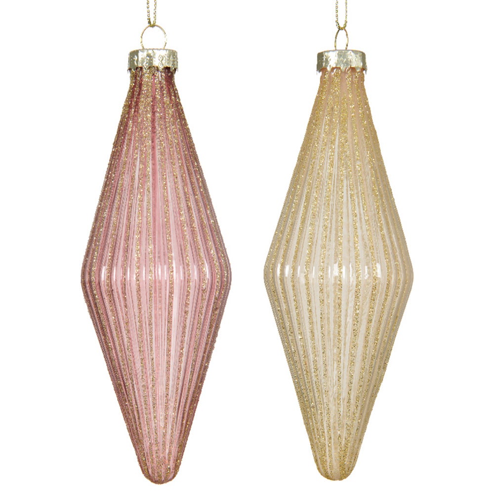 Hanger glas pegel roze creme 14 cm Hanger glas pegel roze creme 14 cm