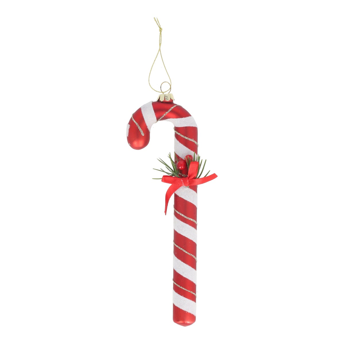 Hanger Snoepstok rood/wit 20 cm glas Hanger Snoepstok rood/wit 20 cm glas