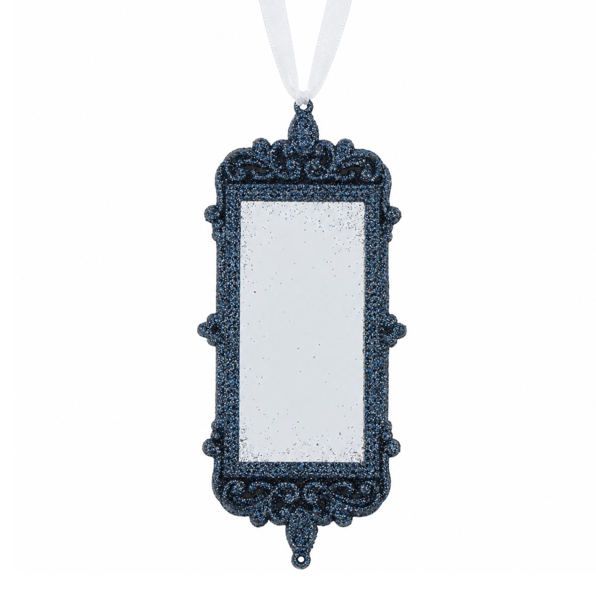 Hanger Spiegel glitter donker blauw 17 cm Hanger Spiegel glitter donker blauw 17 cm