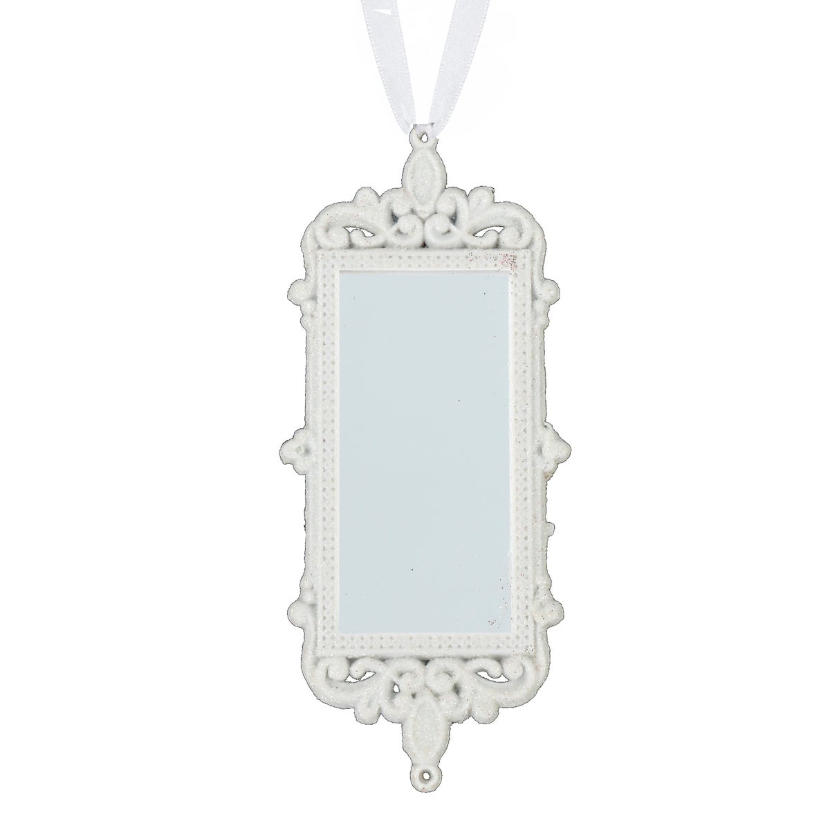 Hanger Spiegel glitter wit 17 cm Hanger Spiegel glitter wit 17 cm
