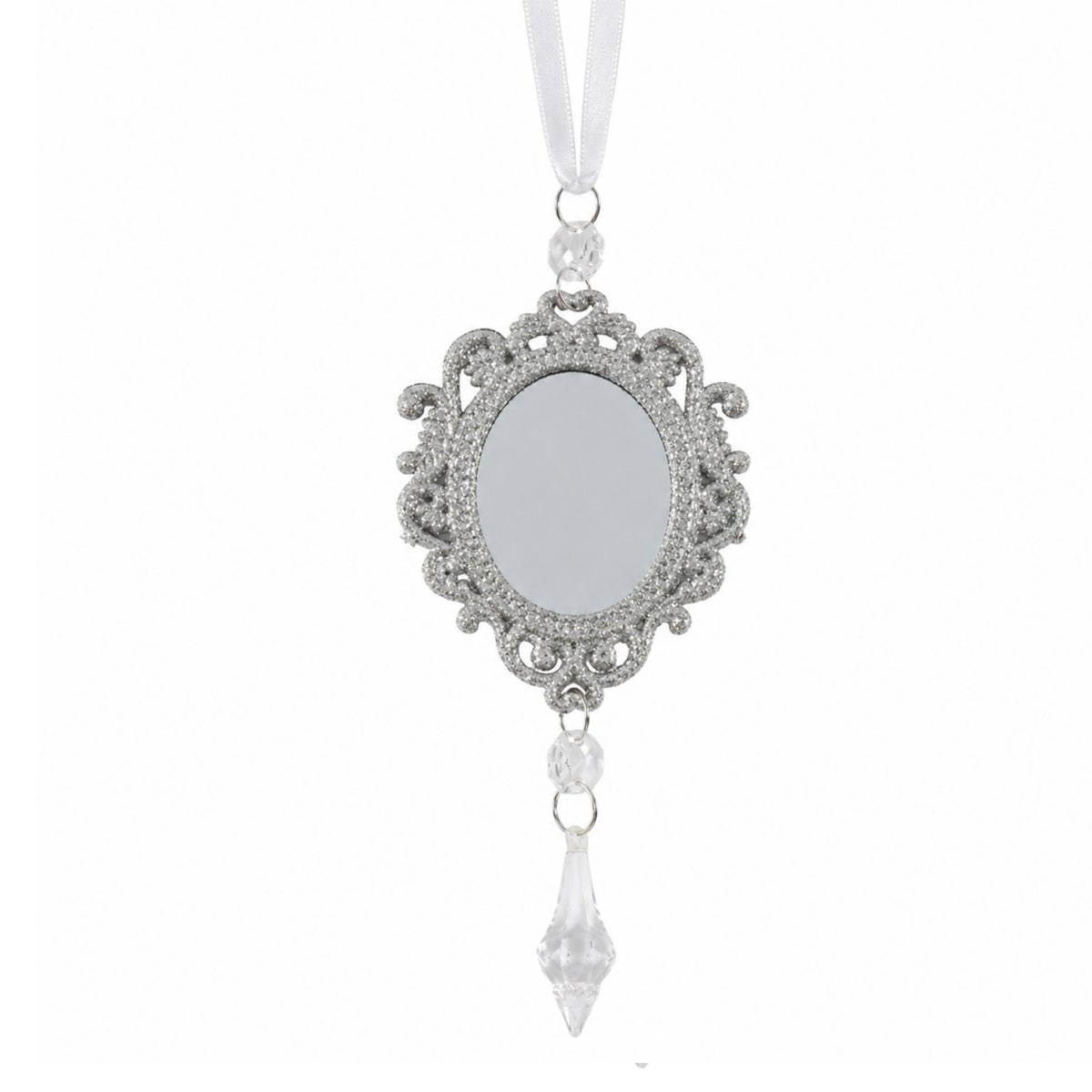 Hanger Spiegel glitter zilver 19 cm Hanger Spiegel glitter zilver 19 cm