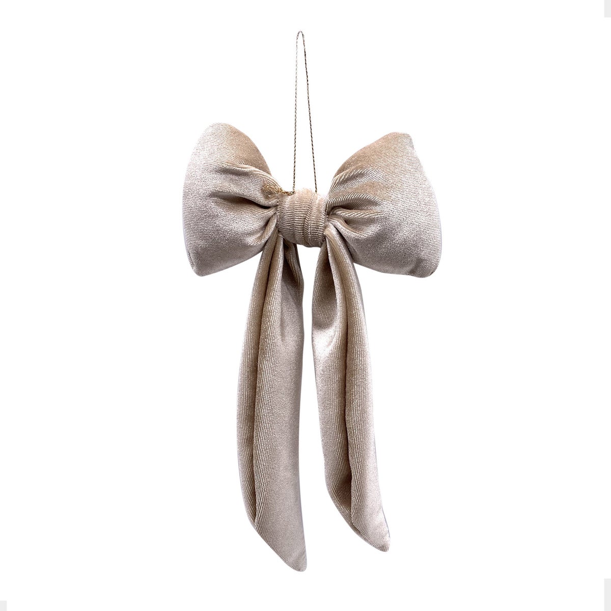 Strik fluweel puff beige 23 cm Strik fluweel puff beige 23 cm