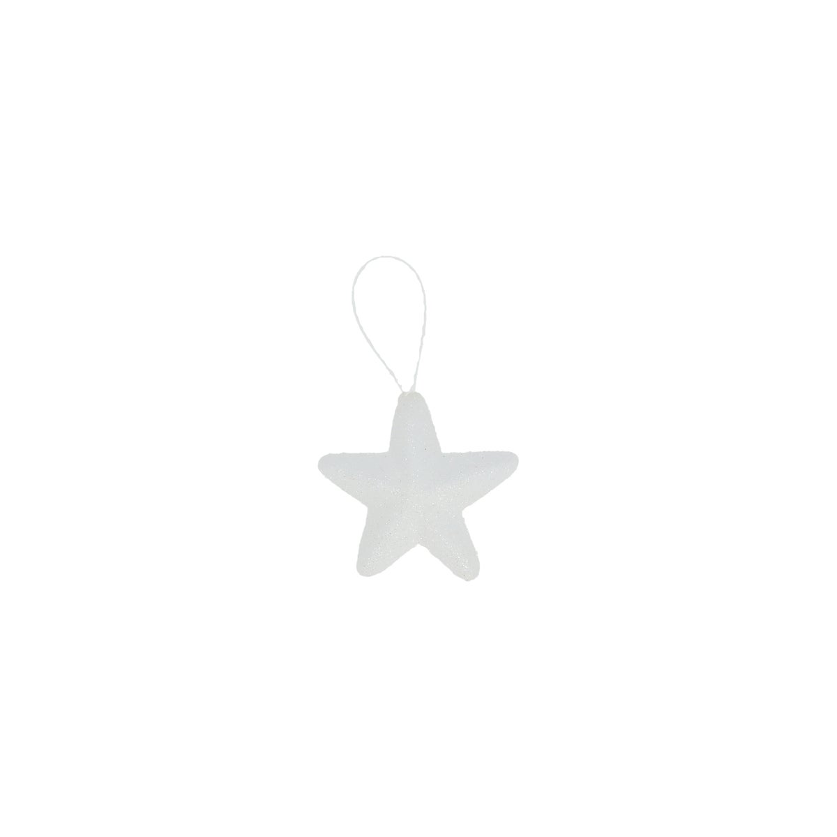 Ster 5 cm glitter wit 6st. Ster 5 cm glitter wit 6st.