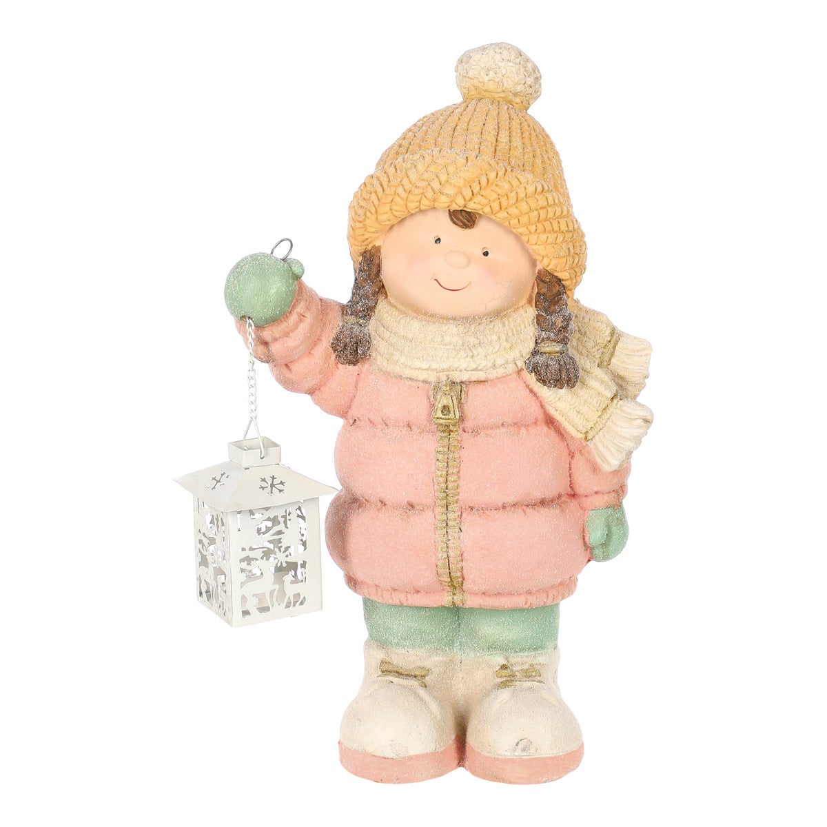 Beeld kind roze lantaarn 43 cm Beeld kind roze lantaarn 43 cm