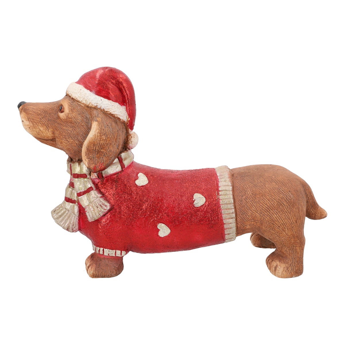 Hond rode trui met hartjes 41 x 26 cm Hond rode trui met hartjes 41 x 26 cm