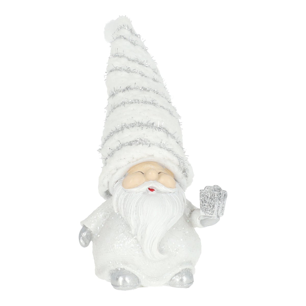 Kerstman met cadeau glitter 8 cm Kerstman met cadeau glitter 8 cm