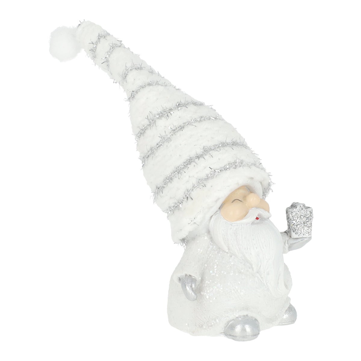 Kerstman met cadeau glitter 8 cm Kerstman met cadeau glitter 8 cm