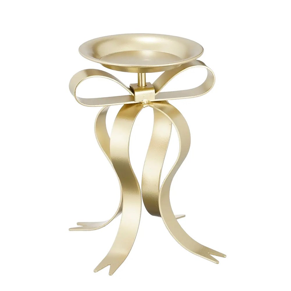 Kandelaar strik champagne 17 x 14 x 20 cm Kandelaar strik champagne 17 x 14 x 20 cm