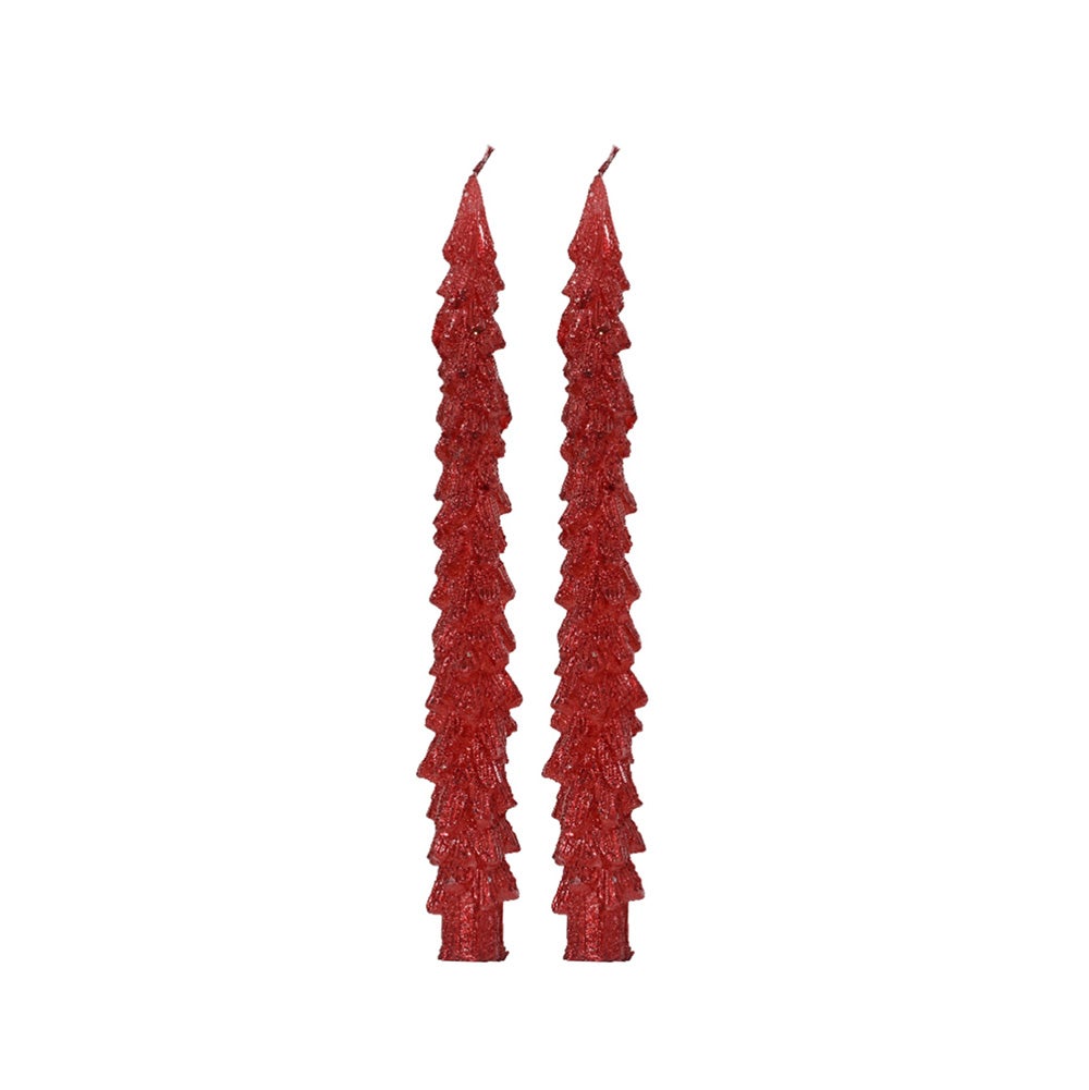 Kaars diner boom 25 cm rood 2 stuks Kaars diner boom 25 cm rood 2 stuks