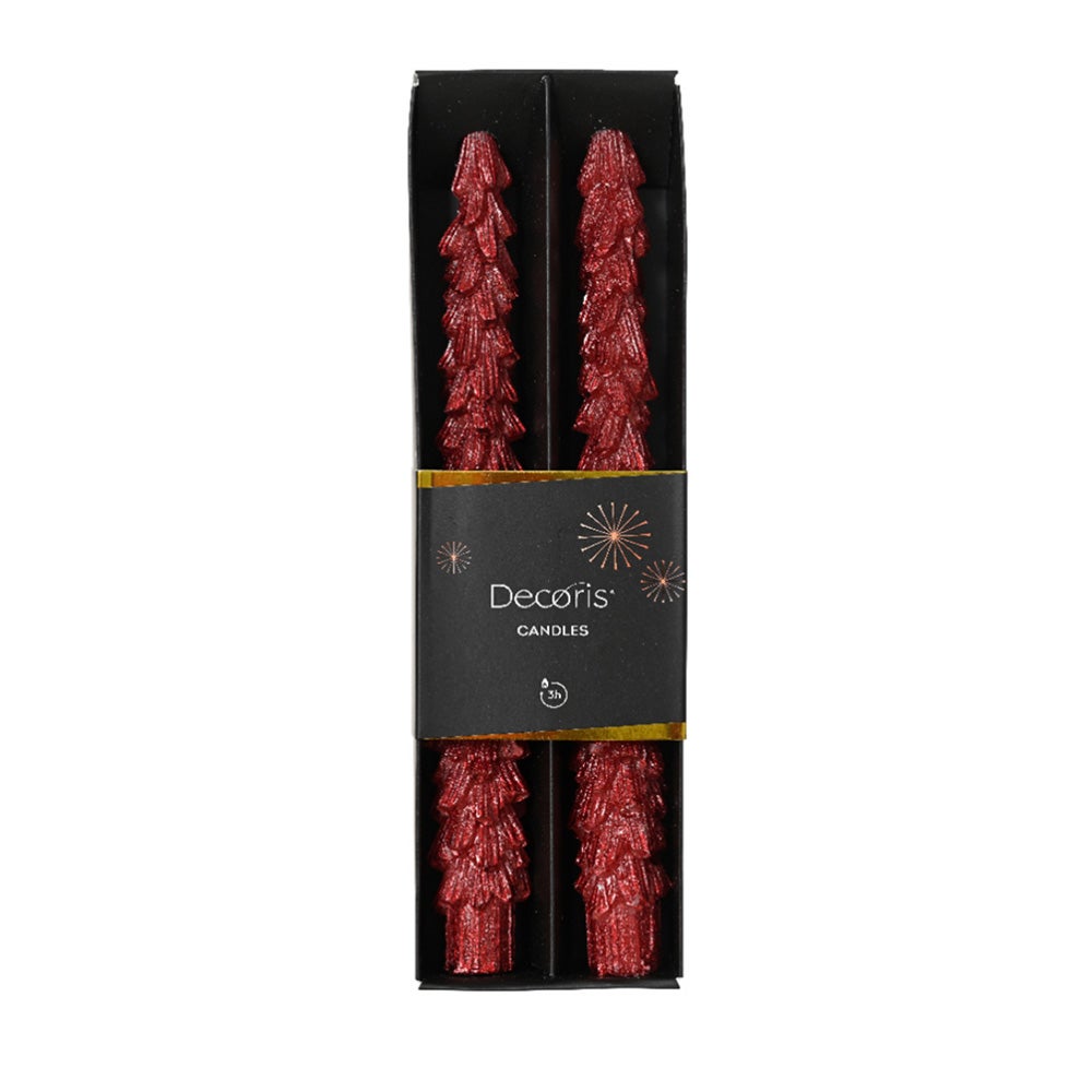 Kaars diner boom 25 cm rood 2 stuks Kaars diner boom 25 cm rood 2 stuks