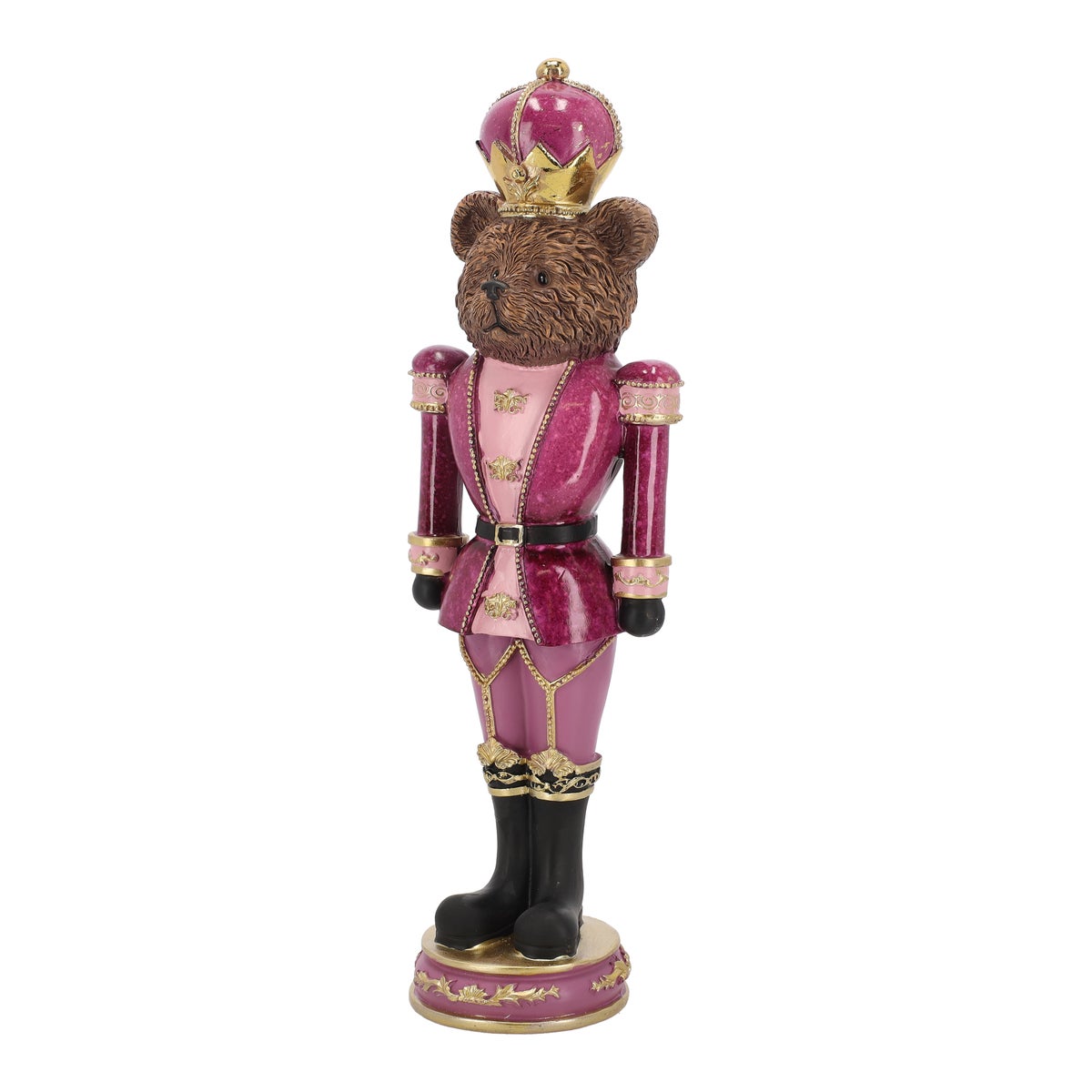 Beeld beer trompet roze 39 cm Beeld beer trompet roze 39 cm