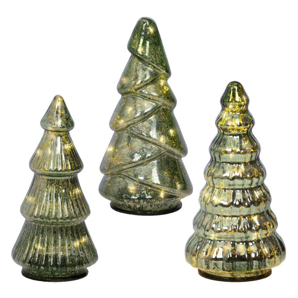 Kerstboom glas led groen 17 cm Kerstboom glas led groen 17 cm