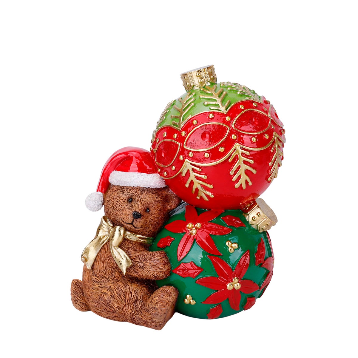Beeld beer met kerstballen 23 cm Beeld beer met kerstballen 23 cm