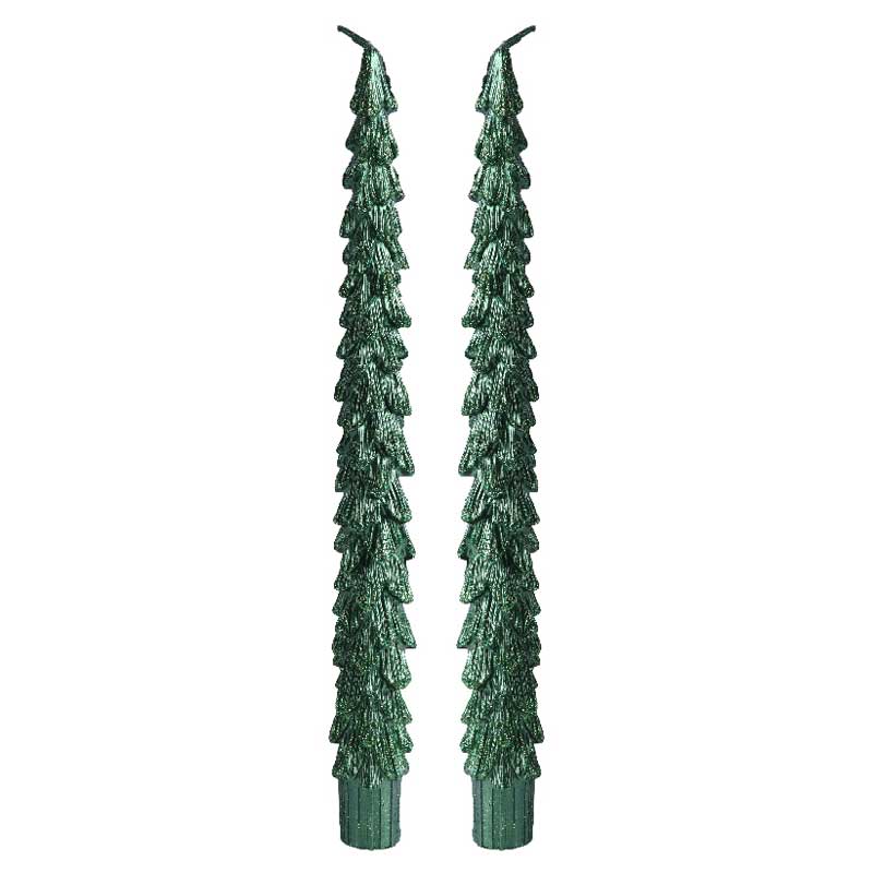 Kaars diner boom 25 cm groen 2st. Kaars diner boom 25 cm groen 2st.