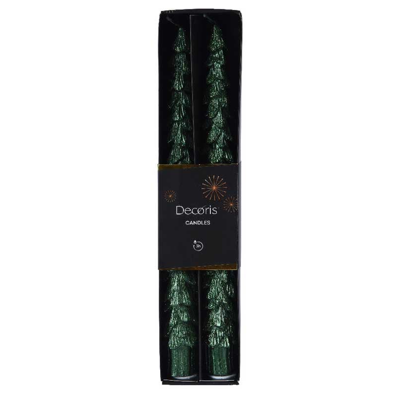 Kaars diner boom 25 cm groen 2 stuks Kaars diner boom 25 cm groen 2 stuks