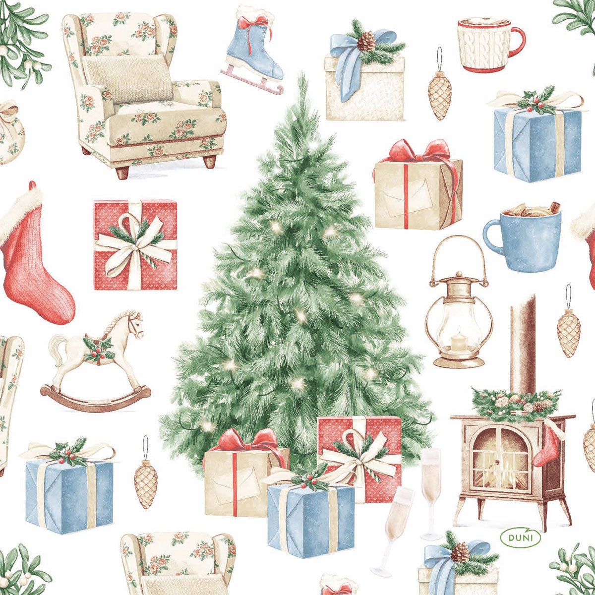 Servet 33 x 33 cm Tree and Gift Servet 33 x 33 cm Tree and Gift