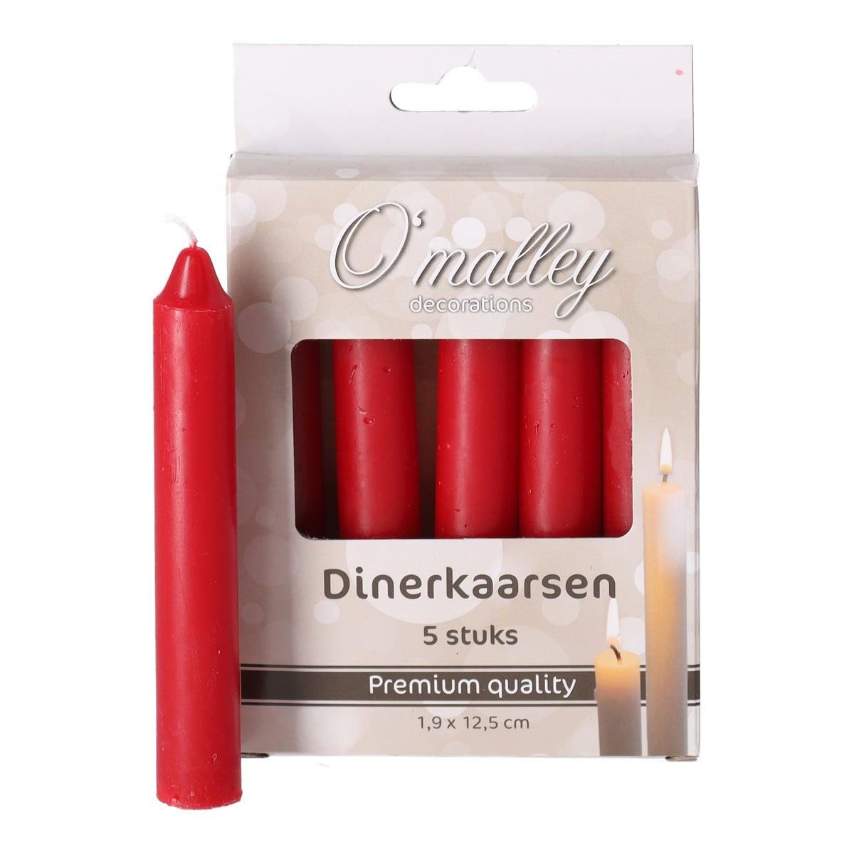 Kaars Diner 12 cm Rood 5 stuks O'malley Kaars Diner 12 cm Rood 5 stuks O'malley
