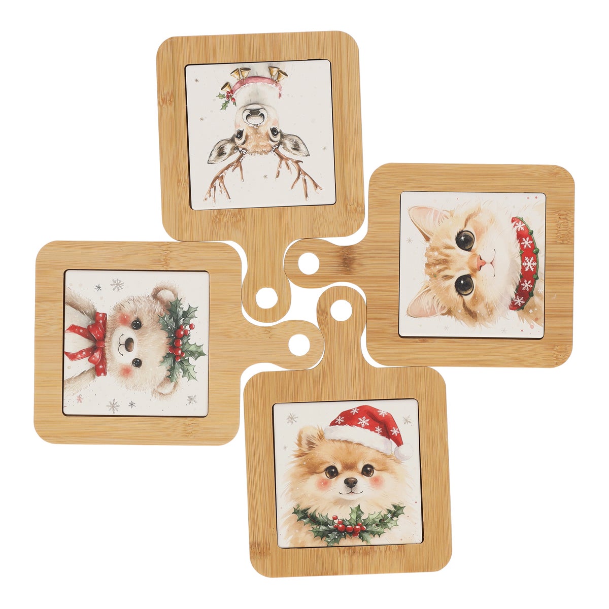 Onderzetter bamboe 20 cm 4 assorti Onderzetter bamboe 20 cm 4 assorti