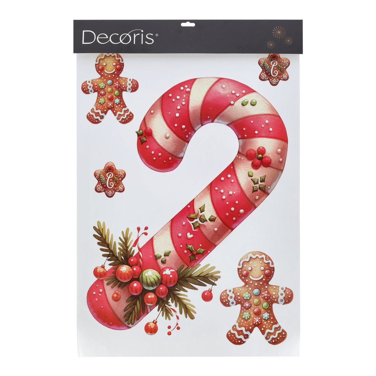 Raamsticker candycane 70x50cm Raamsticker candycane 70x50cm