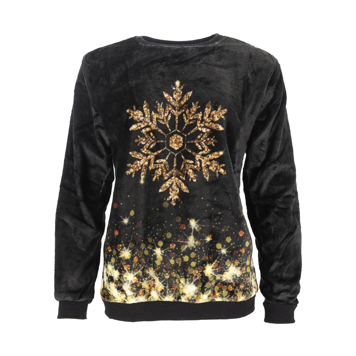 Kersttrui soft sneeuwvlok zwart goud Kersttrui soft sneeuwvlok zwart goud