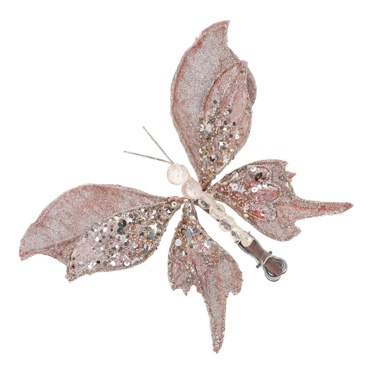 Vlinder 17 cm winter roségoud Vlinder 17 cm winter roségoud