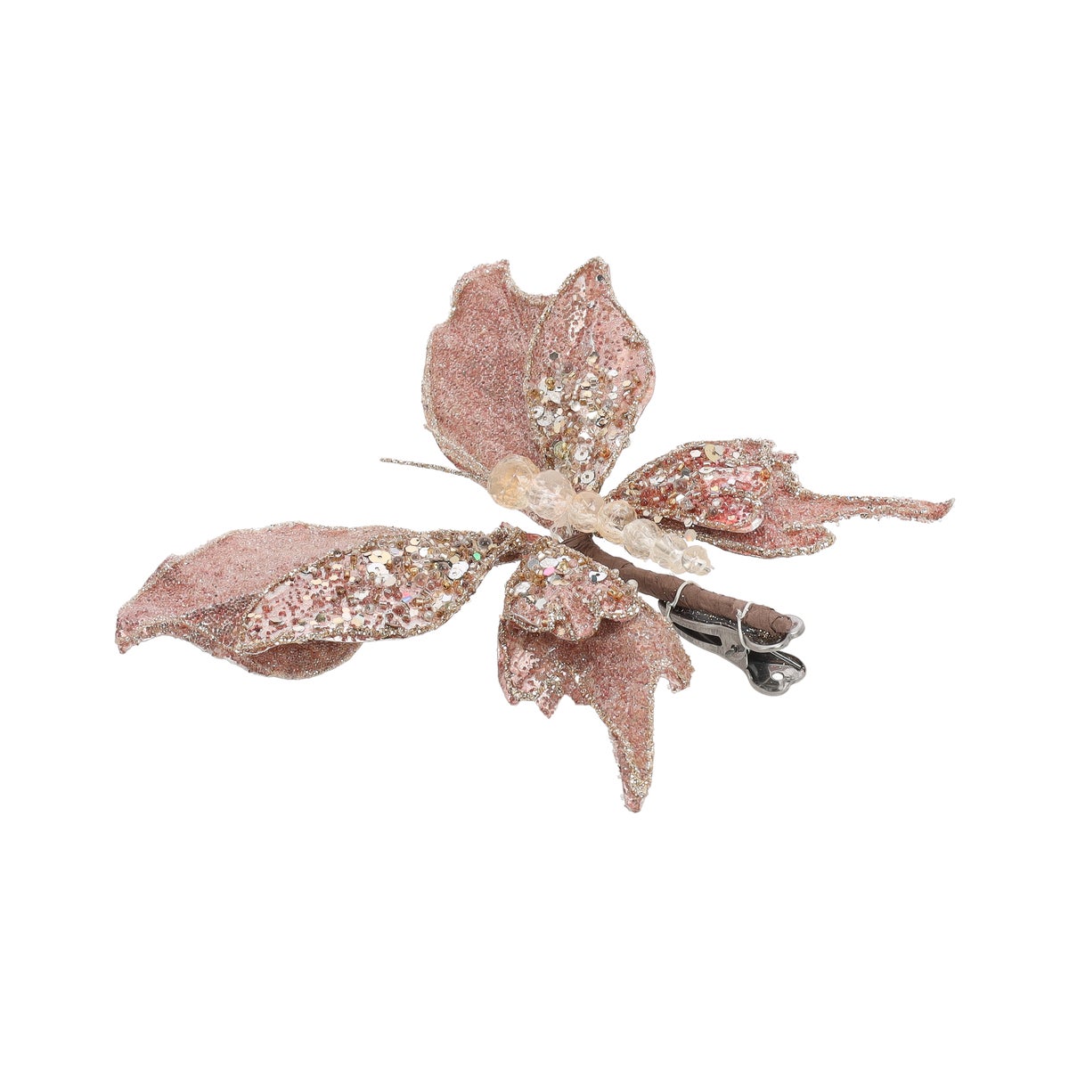 Vlinder 17 cm winter roségoud Vlinder 17 cm winter roségoud