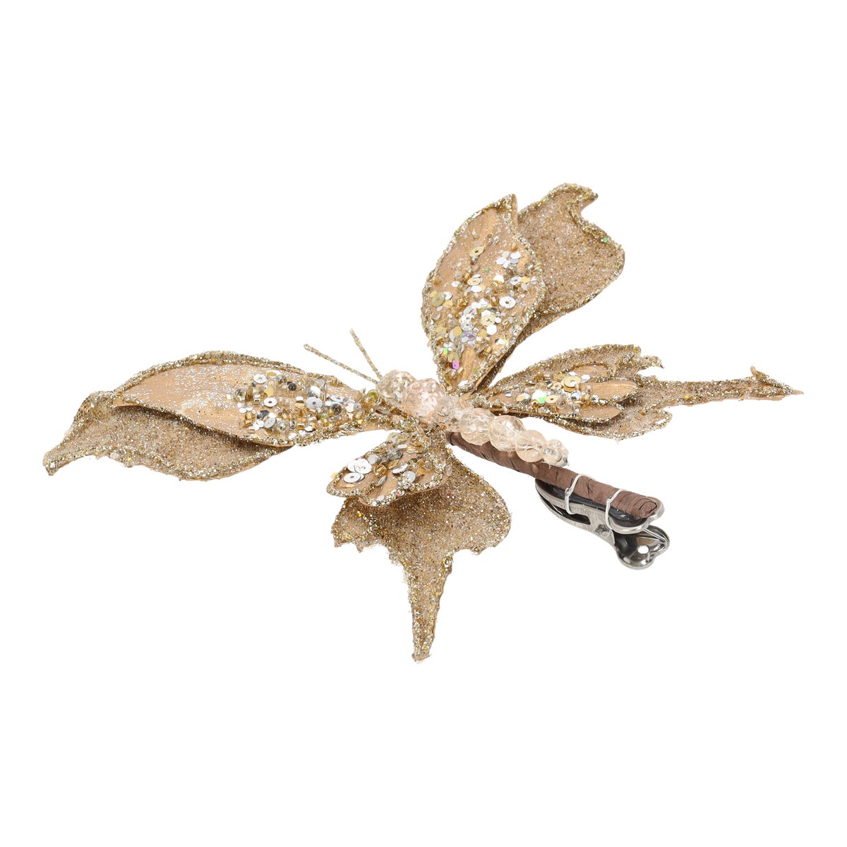 Vlinder 17cm winter lux goud Vlinder 17cm winter lux goud