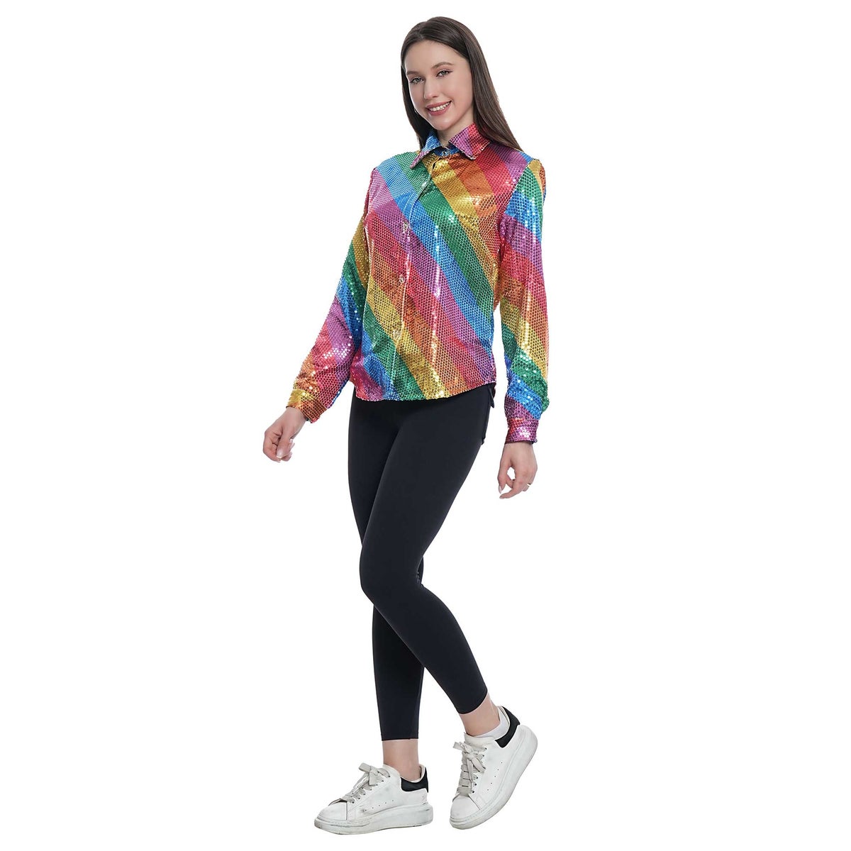 Blouse glitter regenboog vrouw Blouse glitter regenboog vrouw