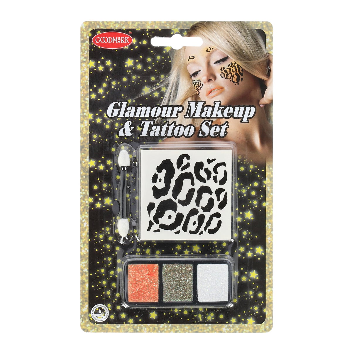 Make-up glitter en tattoo luipaard Make-up glitter en tattoo luipaard